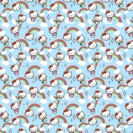 Tela algodón hello kitty arcoiris nubes