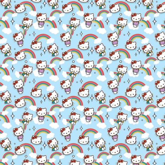 Tela algodón hello kitty arcoiris nubes