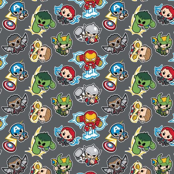 tela algodón personajes marvel kawaii