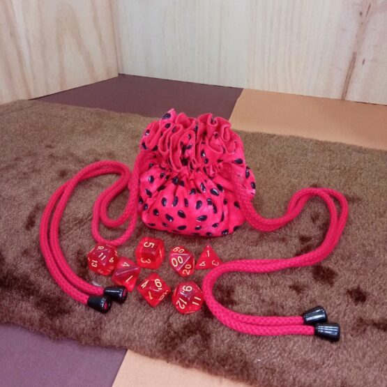 Saco de dados mini con tela sandia roja