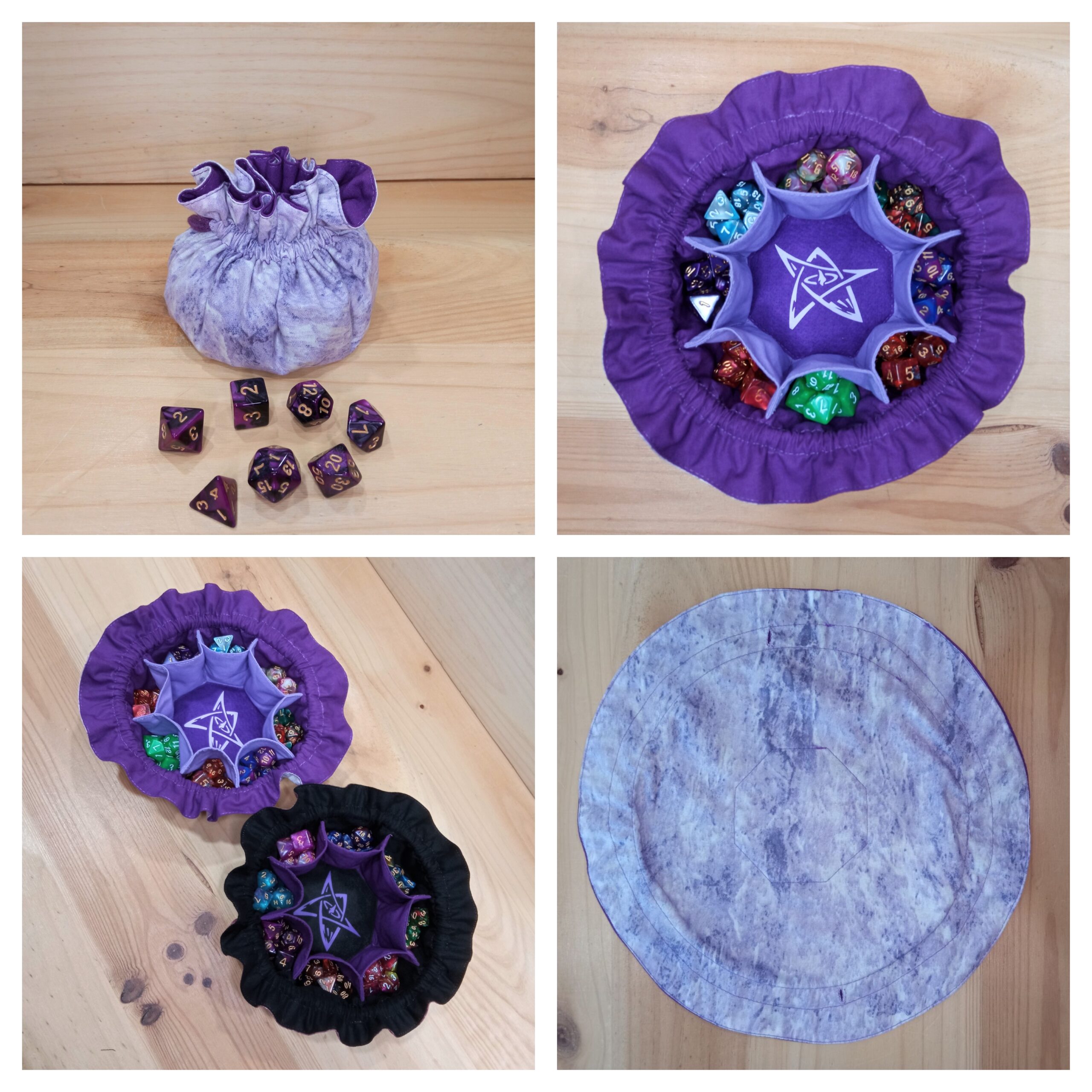 Saco y bandeja de dados marmol morado marca arcana