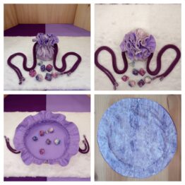 Saco y bandeja de dados mini mármol violeta