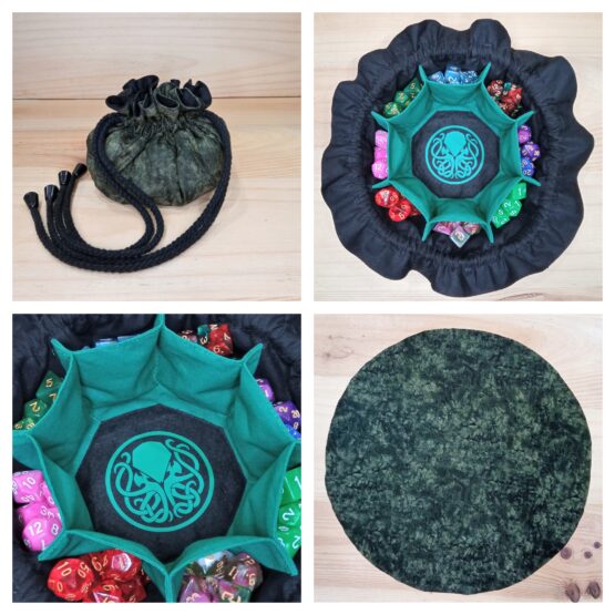 Saco y bandeja de dados niebla verde cthulhu