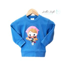 Sudadera azulona hecha a mano con muñeca vestido flores estilo 70s