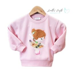 Sudadera rosa hecha a mano con muñeca bailarina