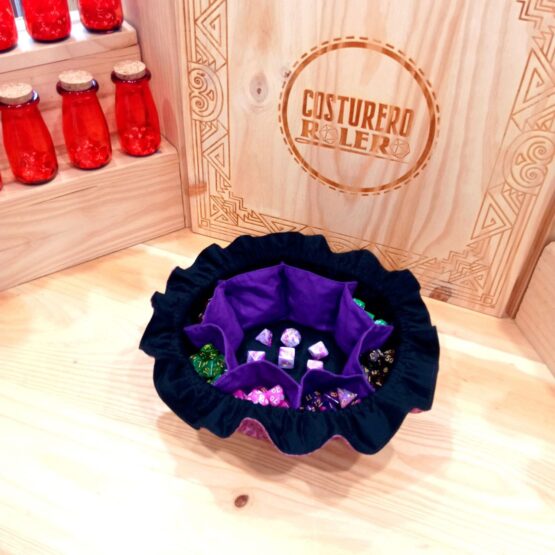 bolsa y bandeja de dados grande morada