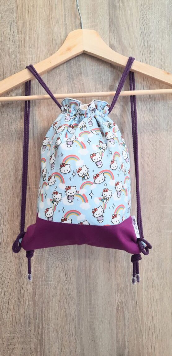mochila cuerdas hello kitty morado