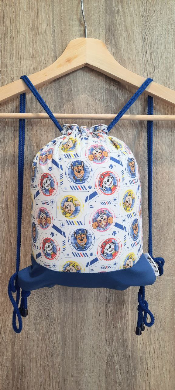 mochila cuerdas tela patrulla canina azul