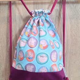 mochila tela personajes peppa pig morado