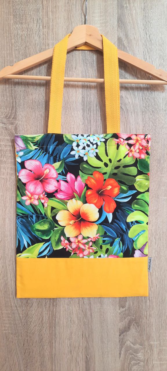 tote bag flores tropicales con amarilla