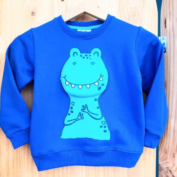 Sudadera azulona dinosaurio boca 3d