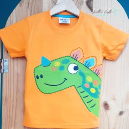 Camiseta manga corta "Dino naranja"