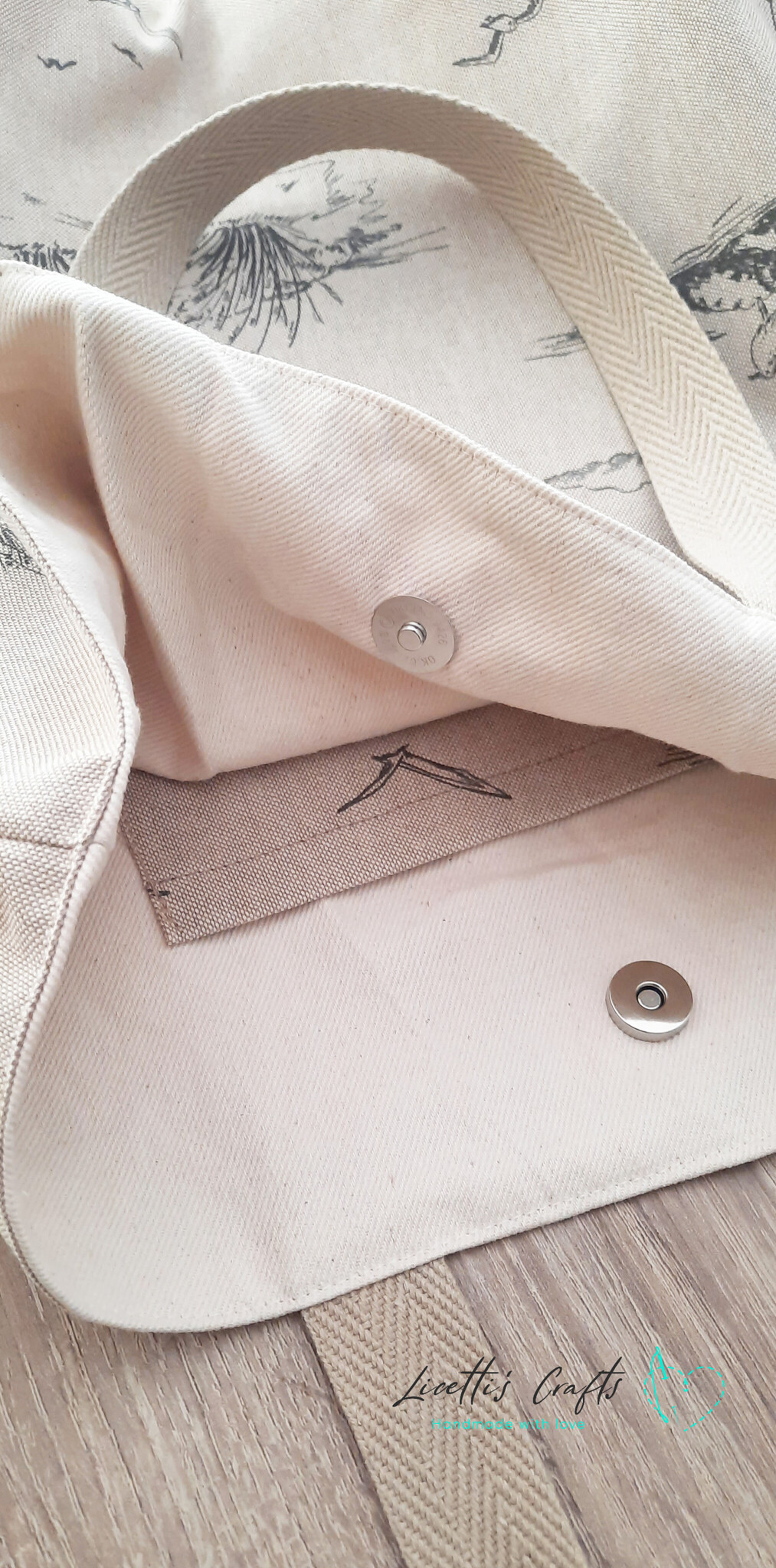 Bolsa de playa grande hecho a mano en España - Faro y gaviotas - Imagen 4