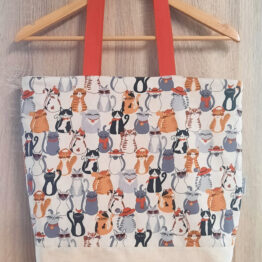 Bolsa de playa grande con estampado de gatos