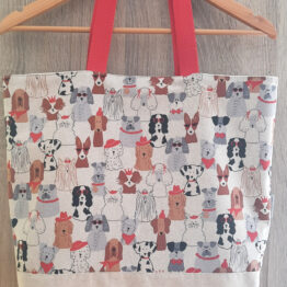 Bolsa de playa grande con estampado de perros