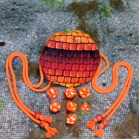 Bolsa para dados cuadros naranjas