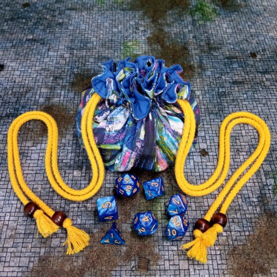 Bolsa para dados rayas azules y verdes