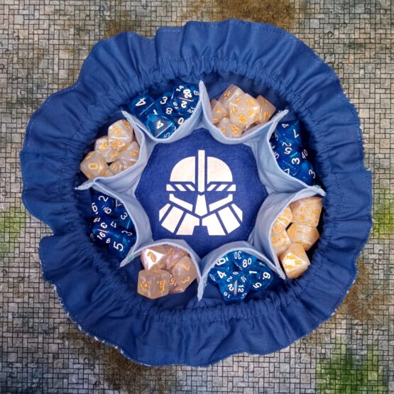 Bolsa para dados con compartimentos azules símbolo enanos
