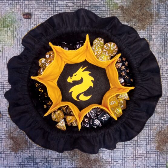 Saco para dados con bandeja mediana "Escama dragón dorado"