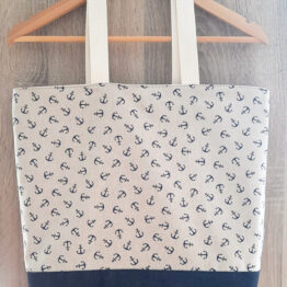 Bolso de playa con anclas marineras hecho a mano en España