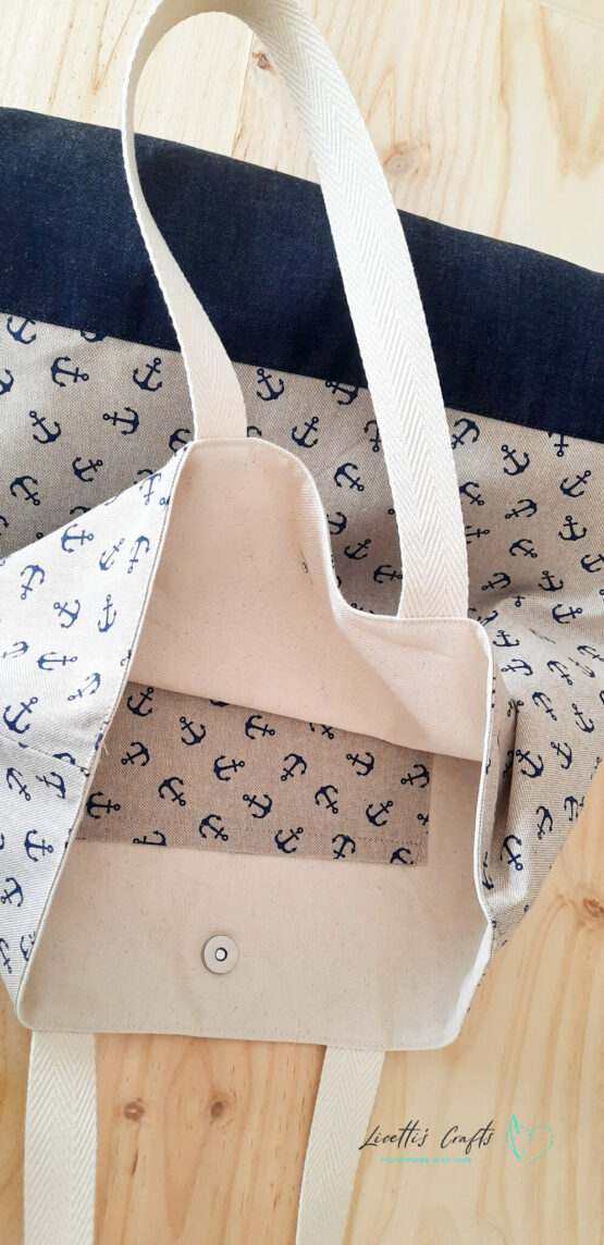 Bolso de playa con anclas marineras hecho a mano en España - Imagen 8