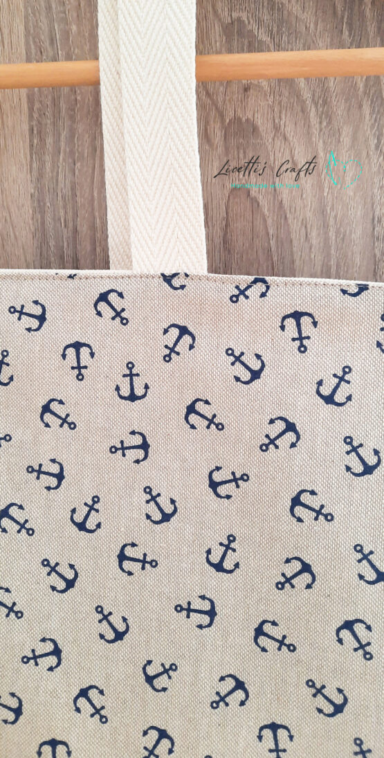 Bolso de playa con anclas marineras hecho a mano en España - Imagen 2