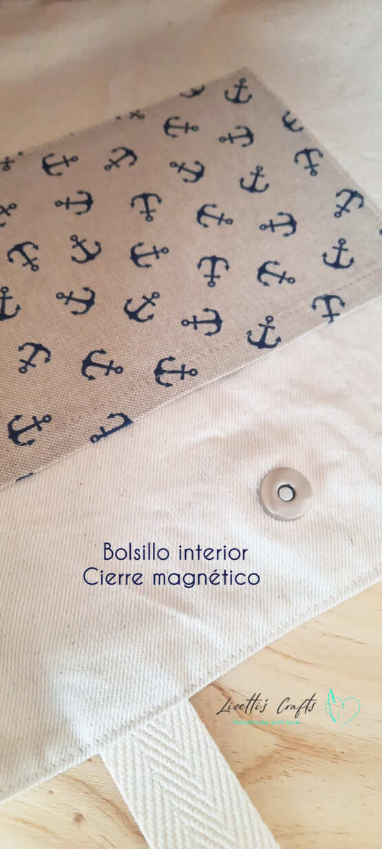 Bolso de playa con anclas marineras hecho a mano en España - Imagen 3