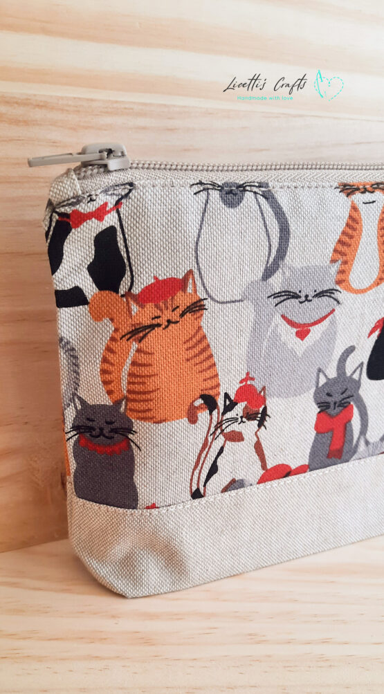 Neceser loneta con estampado de gatos – Hecho a mano - Imagen 2