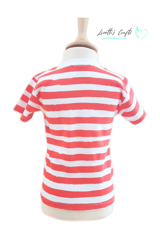 Camiseta de cocodrilos para niños en algodón pima – Rayas rojas y blancas - Imagen 4