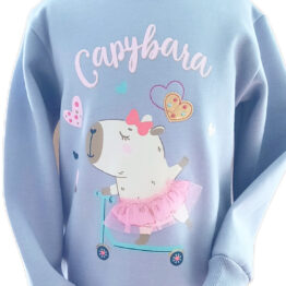 Sudadera Infantil Lila con Capibara Bailarina – Algodón Pima