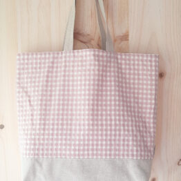 Bolsa Tote Bag Grande Artesanal de Tela Vichy – Colores Vintage