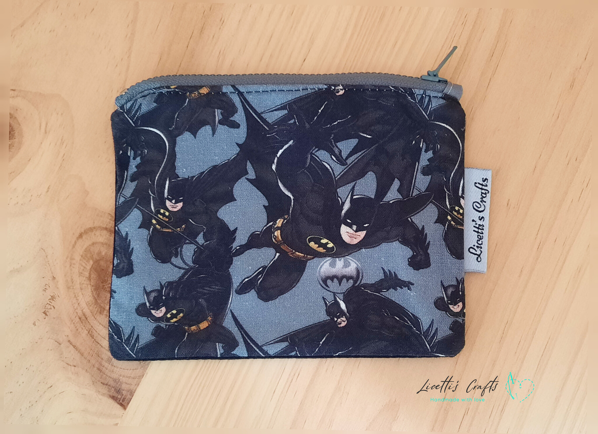 Cartera monedero Batman de tela 100% algodón americano hecha a mano