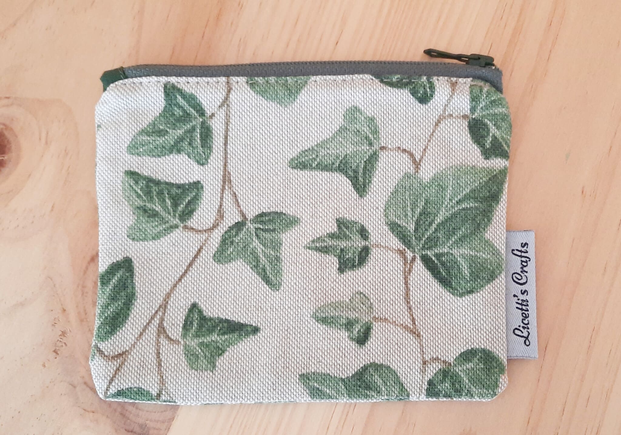 monedero de tela con estampado de hiedra pequeño