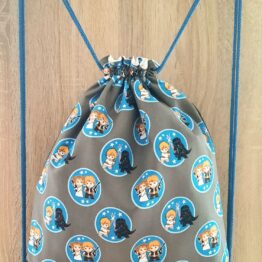 mochila Star Wars algodón frontal con estampado personajes fondo gris