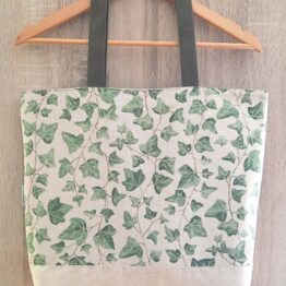 tote bag grande de tela estampado hiedra hecho a mano en España
