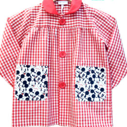 Babi escolar Mickey Mouse personalizado en vichy rojo
